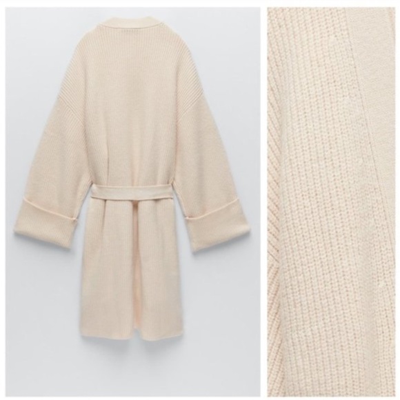 Zara Belted Knit Cardigan Knit Coat NWT - Picture 5 of 8